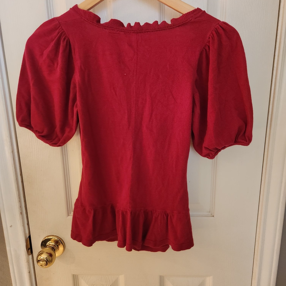 Women's Red Ruffled Top - Picture 8 of 13